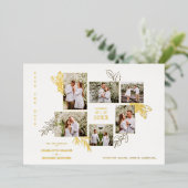 6 Photos Collage Wedding Botanical Branches Frame 箔招待状 (立ち正面)