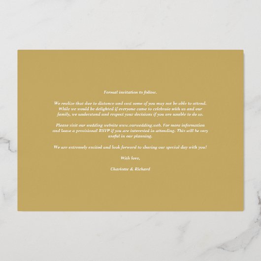 6 Photos Collage Wedding Botanical Branches Frame 箔招待状 (裏面)