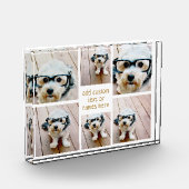 6 picコラージュのミニマリスト – 金ゴールドとホワイトグリッド フォトブロック (左)