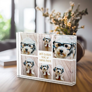 6 picコラージュのミニマリスト – 金ゴールドとホワイトグリッド フォトブロック