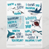 6 Shark Kids Classroom Valentines Day Card レターヘッド (正面)