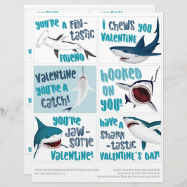 6 Shark Kids Classroom Valentines Day Card レターヘッド
