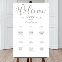 6 Table Wedding Seating Chart Silver ポスター