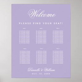 6 Tables Lavender Wedding Purple Seating Chart ポスター