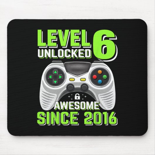 6 Unlocked 素晴らし 2016 Video Game 6誕生日Gi マウスパッド (正面)