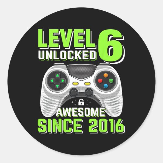 6 Unlocked 素晴らし 2016 Video Game 6誕生日Gi ラウンドシール (正面)