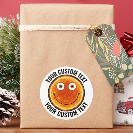 6 xザサンパーソナライズされた文字カスタムハッピー顔3" ラウンドシール (クリスマス)