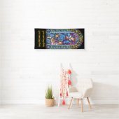 6' x 2.5'クリスマスビニールバナーステンドグラス 横断幕 (インサイチュ)