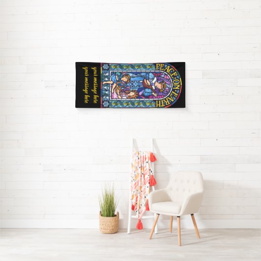 6' x 2.5'クリスマスビニールバナーステンドグラス 横断幕 (インサイチュ)