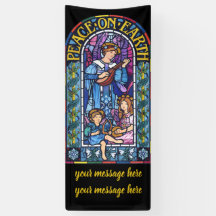 6' x 2.5'クリスマスビニールバナーステンドグラス