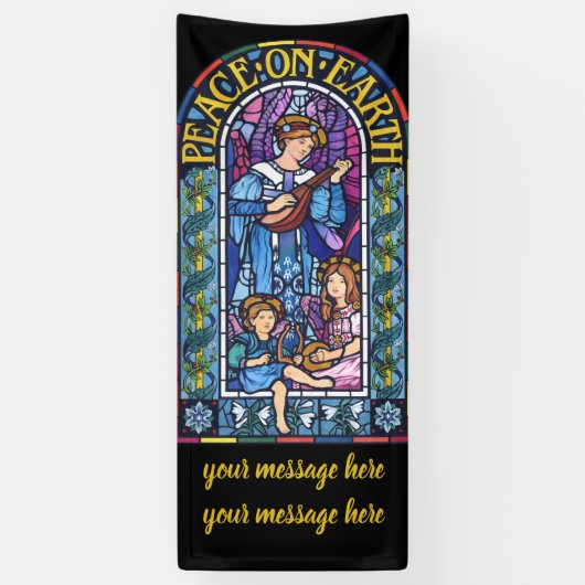 6' x 2.5'クリスマスビニールバナーステンドグラス 横断幕 (縦)