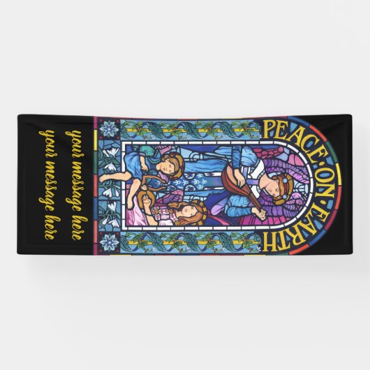 6' x 2.5'クリスマスビニールバナーステンドグラス 横断幕 (横)