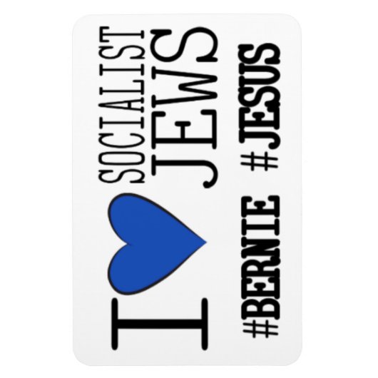 6 x 4カーマグネットI愛する社会主義ユダヤ人 マグネット (縦)