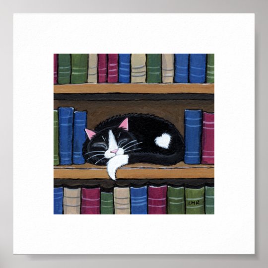 6 X 6 お洒落な猫の芸術 の睡眠の本猫 ポスター Zazzle Co Jp