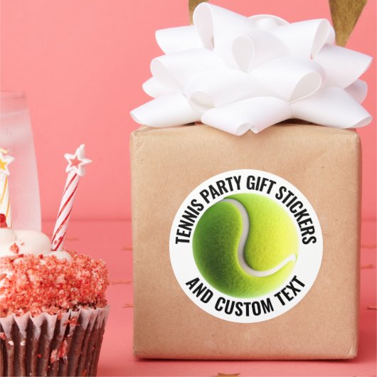 6 x Tennis Ball with Custom Personalized Text 3" ラウンドシール (パーティー)