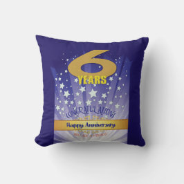 6 Year CUSTOM NAME 12 Step Anniversary Bold Number クッション