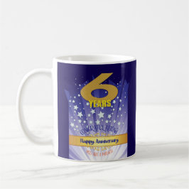 6 Year CUSTOM Recovery Anniversary Bold Numeral コーヒーマグカップ