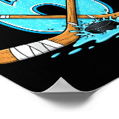 6 Year Old Hockey Ice Cream Drip Youth 6th Birthda ポスター (角)