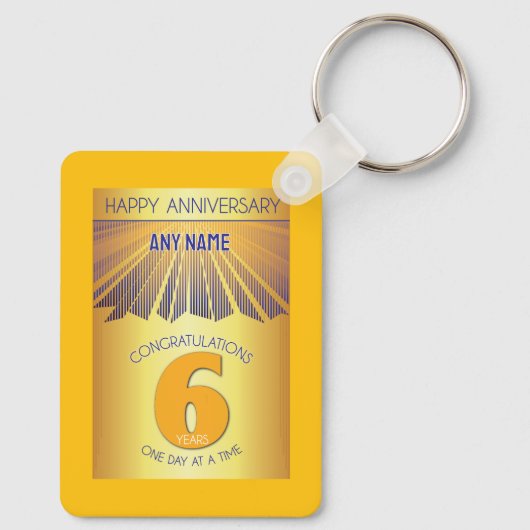 6 Year Sober Anniversary | Golden Ray 12 Step キーホルダー (裏面)