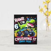 6nd Birthday Monster Truck Dinosaur Since 2020 Raw カード (黄色い花)