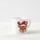 6oz Mini Reindeer Latte Mug with Festive Santa Ha エスプレッソカップ (正面右)
