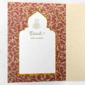 6pg NIKAH WALIMAHホワイトレッド金ゴールド華美3つ折り 三つ折り招待状 (内部最初)