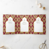 6pg NIKAH WALIMAHホワイトレッド金ゴールド華美3つ折り 三つ折り招待状 (内部)