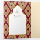 6pg NIKAH WALIMAHホワイトレッド金ゴールド華美3つ折り 三つ折り招待状 (内部最初)