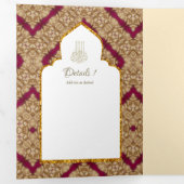 6pg NIKAH WALIMAHホワイトレッド金ゴールド 華美 三つ折り招待状 (内部最初)