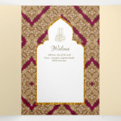 6pg NIKAH WALIMAHホワイトレッド金ゴールド 華美 三つ折り招待状 (内部中)