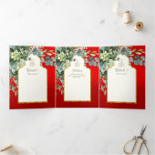 6pg NIKAH WALIMAH赤金ゴールド緑結婚色 三つ折り招待状 (内部)