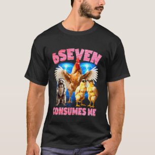 6Seven Consumes Me ばかげたニワトリ・アライグマのミーム Tシャツ