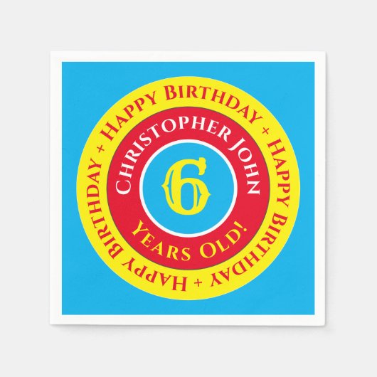 6thバースデーパーティー紙ナプキンス スタンダードカクテルナプキン (正面)