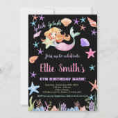 6thピンクアンダーザシーマーメイド誕生日 招待状 (正面)