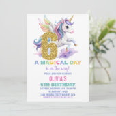 6thレインボーユニコーン誕生日招待状フライ 招待状 (スタンド正面)