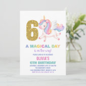 6thレインボーユニコーン誕生日招待状 招待状 (スタンド正面)