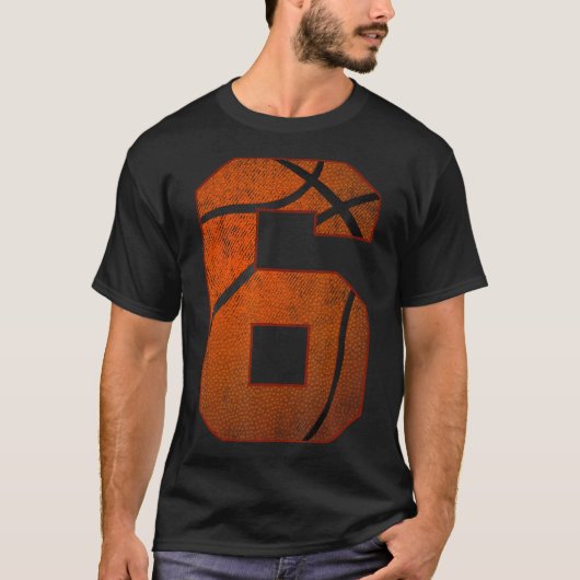 6th誕生日パーティー6歳バスケットボールの日 tシャツ (正面)