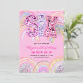 6th誕生日招待状ガール編集可能レインボーセク 招待状 (スタンド正面)