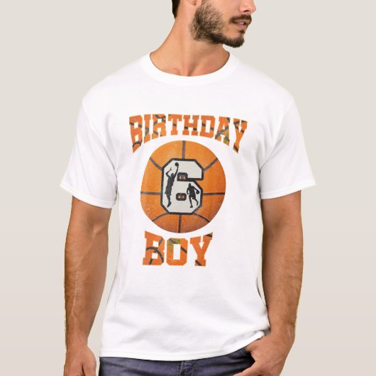 6th Birthday Boy Basketball Tシャツ (正面)