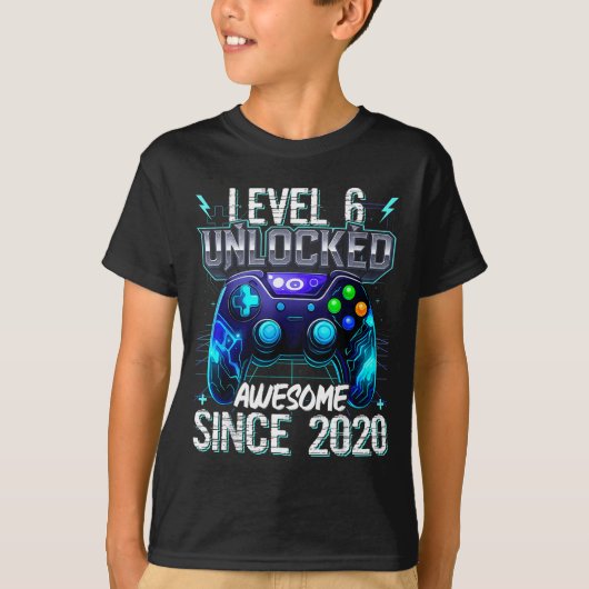 6th Birthday Boy Level 6 Gamer 6 Year Video Game P Tシャツ (正面)