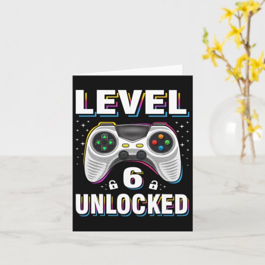 6th Birthday Boy Level 6 Unlocked Video Gamer 6 Ye カード (黄色い花)