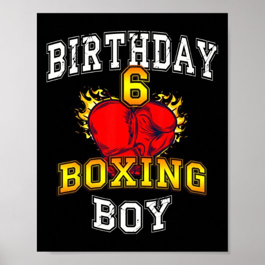 6th Birthday Boy Shirt - Boxing 6 Years Old Kid  ポスター (正面)