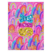 6th Birthday Bright Rainbow Gold Glitter テーブルクロス (正面)