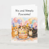 6th Birthday Card for Girls Whimsical Watercolor カード (正面)