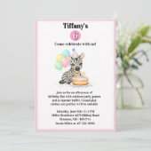 6th Birthday Celebration Zebra Party Invitation 招待状 (スタンド正面)