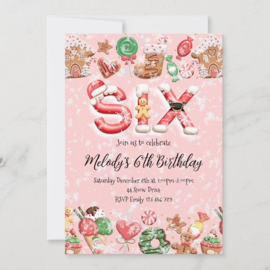 6th Birthday Christmas Party Invitation 招待状 (正面)
