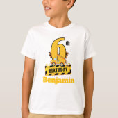 6th Birthday Dump Druck construction theme Party  Tシャツ (正面)