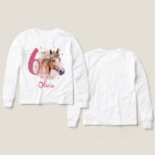 6th Birthday Girl Horse Pastel Pink Six Years (デザイン 正面＆背面)