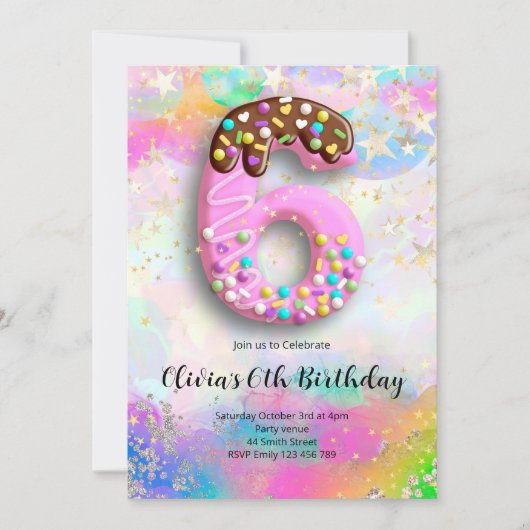 6th Birthday Girls Invitation 招待状 (正面)