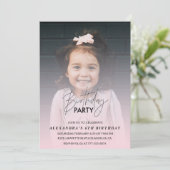 6th birthday invitation Birthday Partyフォトピンク 招待状 (スタンド正面)